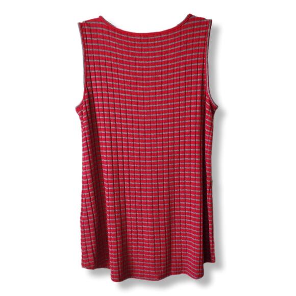 Chicos Red Gray Stripe Longline Cardigan Set 0 S Classic Holiday Career NEW - Picture 9 of 14